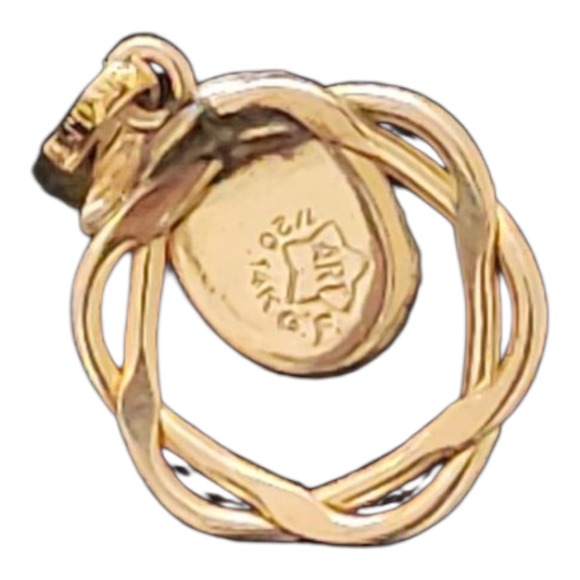 1/20 14K Gold Filled Oval Green Jade Pendant Necklace Charm Estate Jewelry - Picture 2 of 5